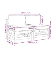 Middle Sofas with Cushions 2 pcs Solid Wood Pine