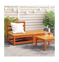 Patio Sofa Armless with Footstool Wax Brown Solid Wood Pine