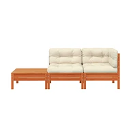 Patio Sofa with Cushions and Footstool Solid Wood Pine