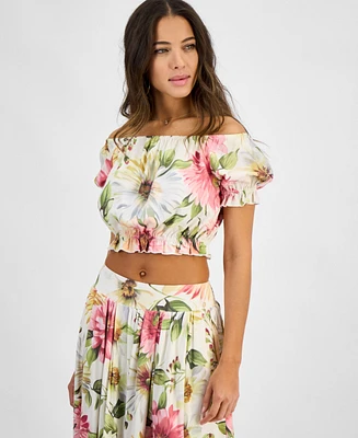 Guess Women's Elodie Floral-Print Off-The-Shoulder Top