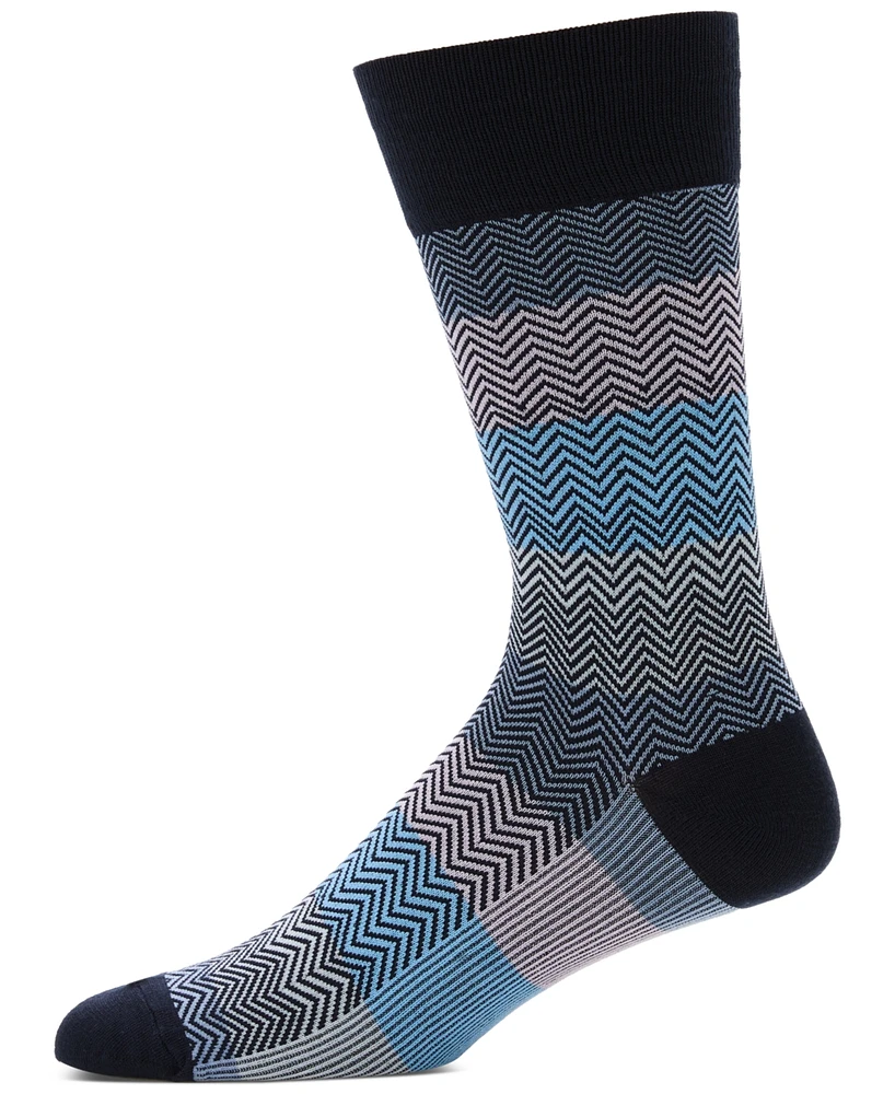 Perry Ellis Portfolio Men's Zig-Zag Crew Socks