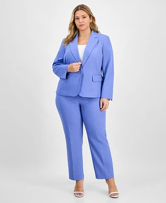 Le Suit Plus Pinstriped Notch-Collar One-Button Jacket & Straight-Leg Mid-Rise Pants