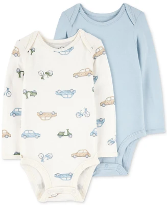 PurelySoft by Carter's Baby Boys Long-Sleeve Bodysuits, Pack of 2