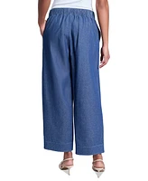 Jones New York Women's Cotton Wide-Leg Chambray Pants