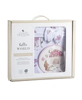 Living Textiles Baby Girls 3-Piece Mushroom House Collection Hello World Gift Set