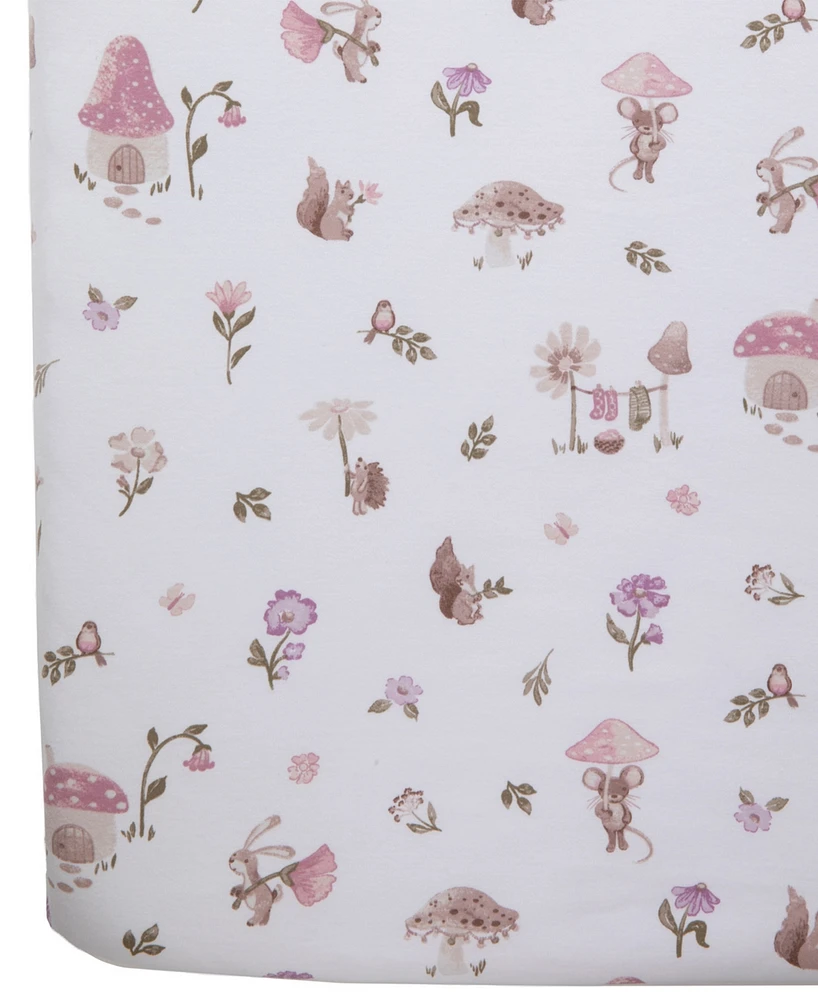 Living Textiles Baby Girls Mushroom House Collection Crib Sheet