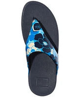 FitFlop Women's Lulu Flowerz Leather Toe-Post Wedge Sandals