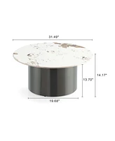 Manhattan Comfort 31.49" Alondra Modern Round Sintered Stone Top Coffee Table