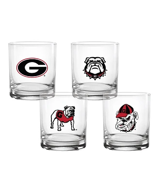 Indigo Falls Georgia Bulldogs 4-Pack Collector's 14oz. Rocks Glass Set