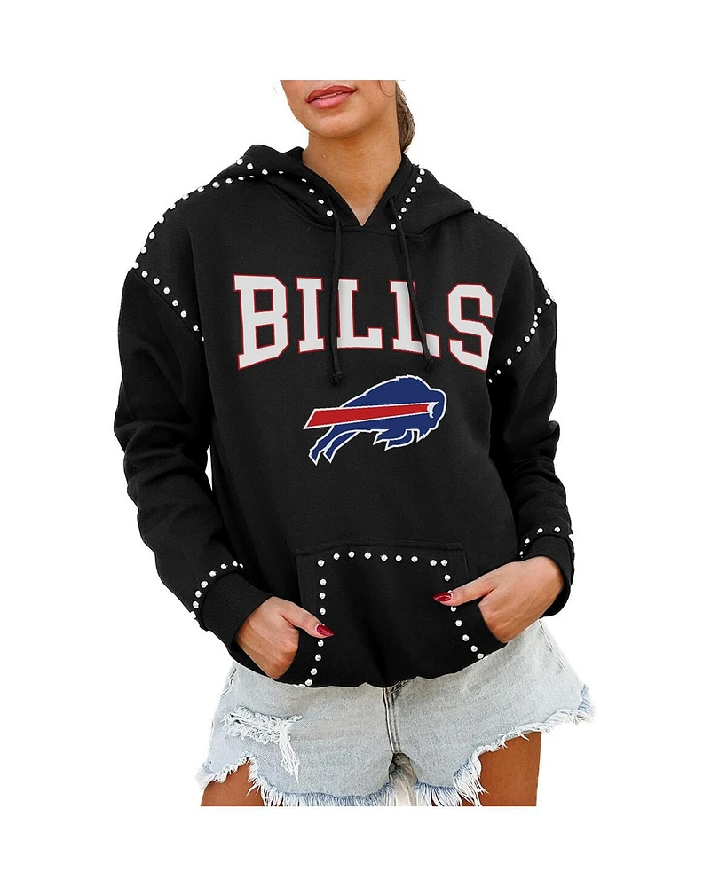 Gameday Couture Women's Black Buffalo Bills Catch the Vibe Studded Pullover Hoodie