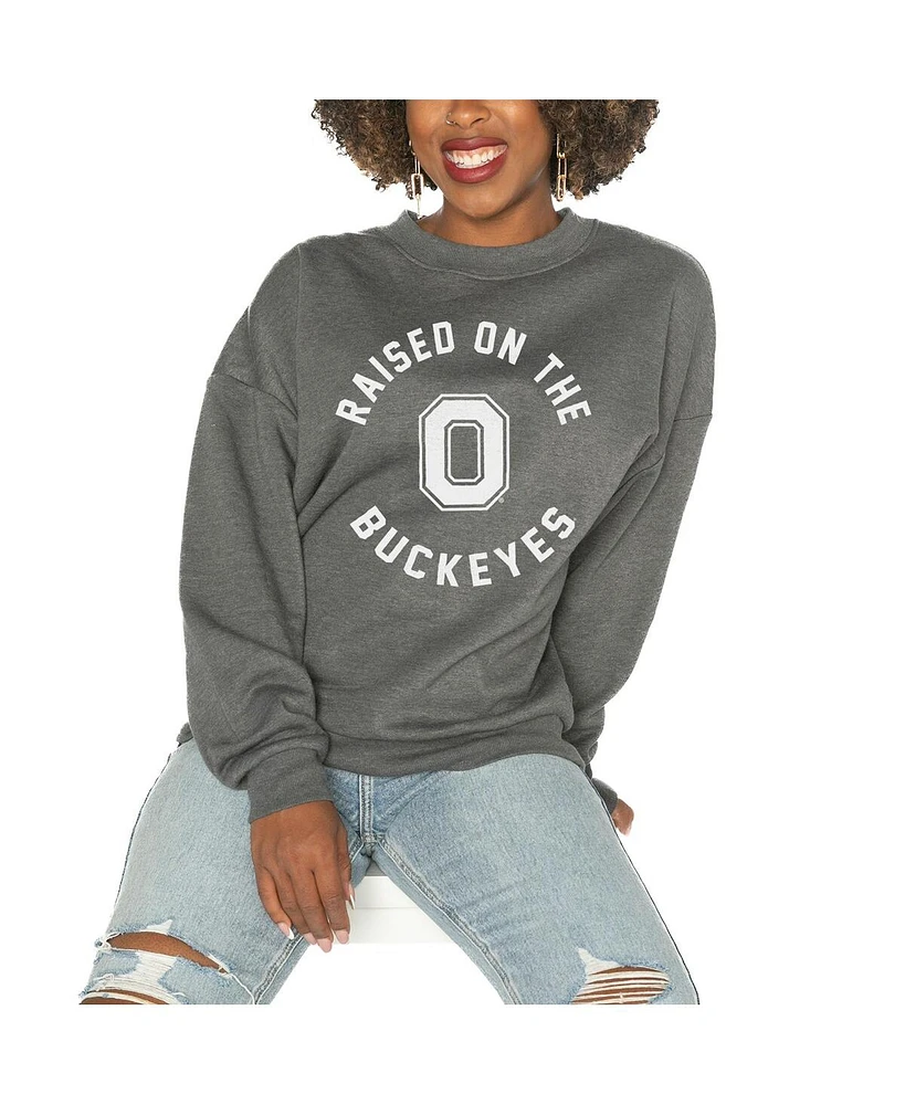 Gameday Couture Women's Charcoal Ohio State Buckeyes Drop Shoulder Fleece Pullover Sweatshirt