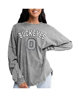 Gameday Couture Gray Women's Ohio State Buckeyes Faded Wash Pullover Sweatshirt