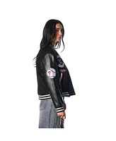 The Wild Collective Women's Black Philadelphia Phillies Full-Snap Varsity Jacket