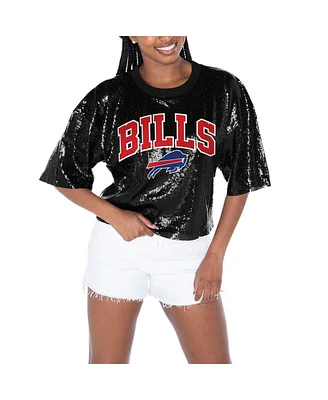 Gameday Couture Women's Black Buffalo Bills Rise Up Sequin Cropped T-Shirt