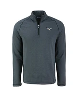 Cutter Buck Men's Heather Black Philadelphia Eagles Peshastin Eco Fleece Tri-Blend Raglan Quarter-Zip Jacket