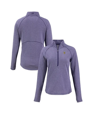 Cutter & Buck Women's Heather Purple Minnesota Vikings Peshastin Eco Fleece Tri-Blend Raglan Half-Zip Jacket