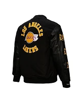 Mitchell & Ness Men's Black Los Angeles Lakers Hardwood Classics Blackout Collection Full-Snap Varsity Jacket