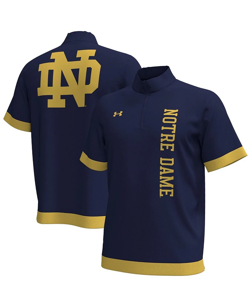 Under Armour Men's Navy Notre Dame Fighting Irish 2024 On-Court Shootaround Quarter-Zip T-Shirt