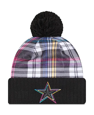 New Era Big Boys and Girls Black Dallas Cowboys 2024 Nfl Crucial Catch Plaid Cuffed Pom Knit Hat