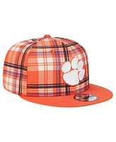 New Era Men's Orange Clemson Tigers Plaid 9FIFTY Snapback Hat