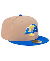 New Era Men's Tan/Royal Los Angeles Rams Logo Main 59FIFTY Fitted Hat