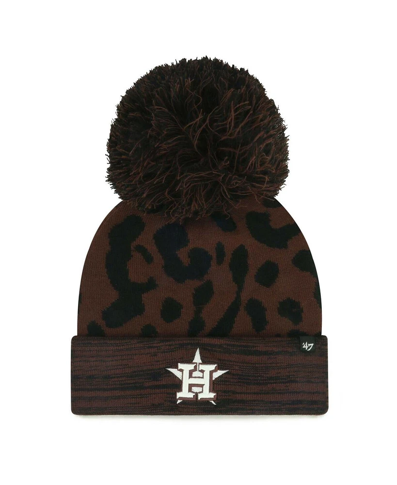 '47 Brand Women's Brown Houston Astros Rosette Cuffed Knit Hat with Pom