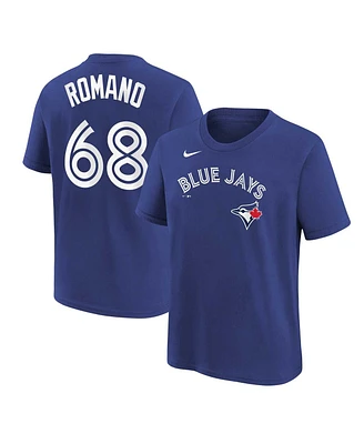 Nike Big Boys and Girls Jordan Romano Royal Toronto Blue Jays Player Name Number T-Shirt