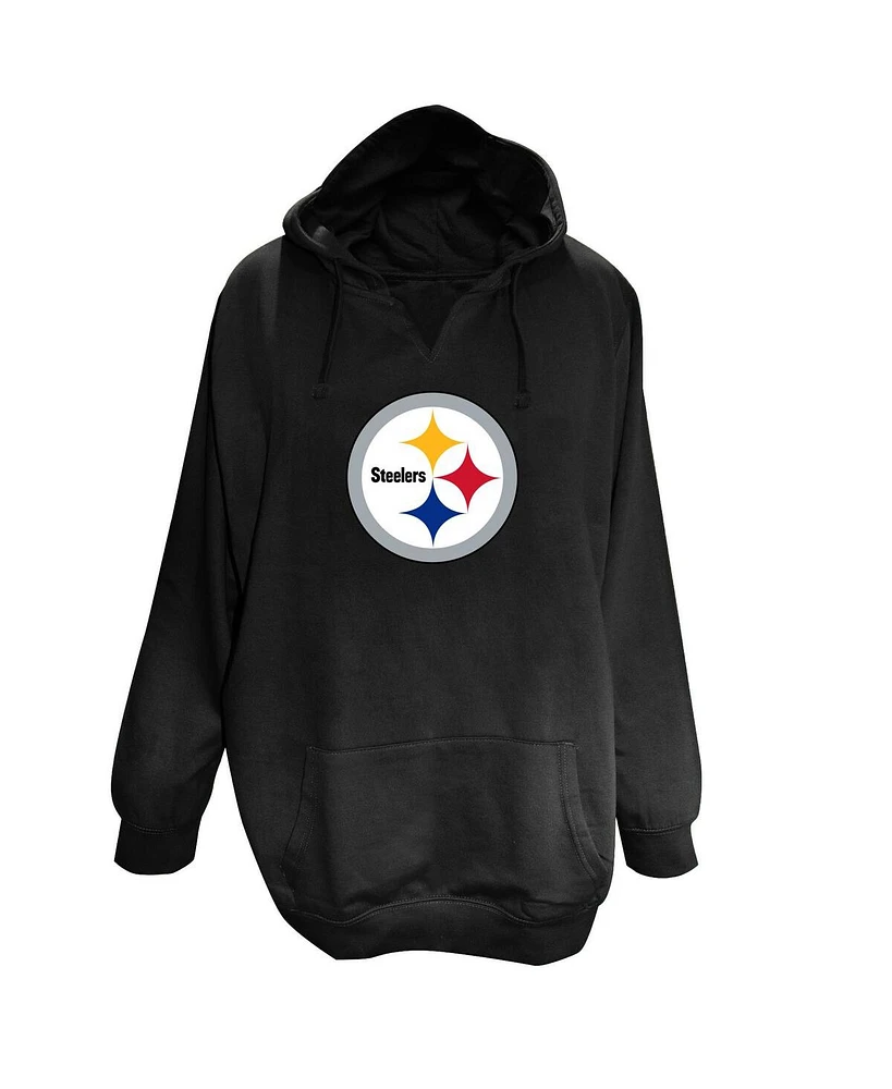 Fanatics Women's Black Pittsburgh Steelers Plus Size V-Neck Pullover Hoodie