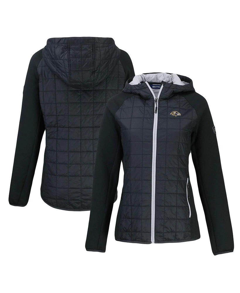 Cutter Buck Women's Black Baltimore Ravens Rainier Primaloft Eco Full-Zip Hybrid Jacket