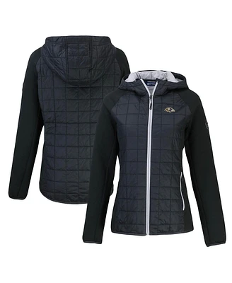 Cutter & Buck Women's Black Baltimore Ravens Rainier PrimaLoft Eco Full-Zip Hybrid Jacket