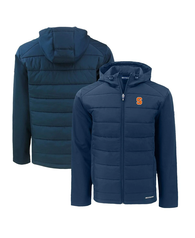 Cutter Buck Men's Navy Syracuse Orange Evoke Hybrid Eco Softshell Full-Zip Hoodie Jacket