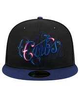 New Era Men's Black Chicago Cubs Shadow Stitch 59FIFTY Fitted Hat