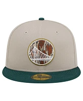 New Era Men's Natural/Hunter Green Golden State Warriors Lifestyle Tree Bark 59FIFTY Fitted Hat