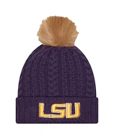 New Era Women's Purple Lsu Tigers Luxury Cuffed Knit Hat with Pom