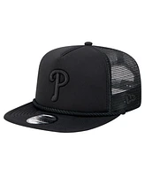 New Era Men's Black Philadelphia Phillies Tone Foam Meshback Golfer Snapback Hat