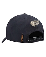 Pro Standard Men's Black Detroit Red Wings Metallic Logo Pinch Front Adjustable Hat