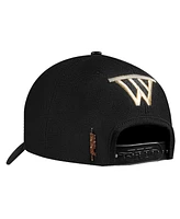 Pro Standard Men's Black/Golden State Warriors Metallic Logo Pinch Front Adjustable Hat