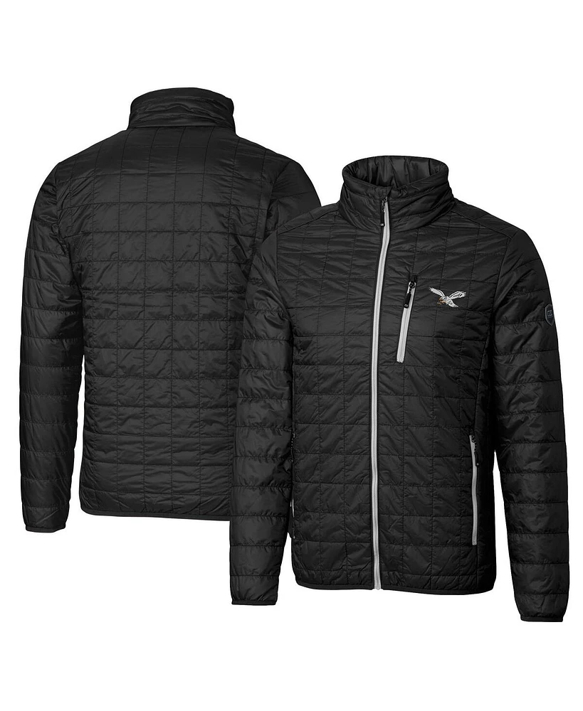 Cutter Buck Men's Black Philadelphia Eagles Rainier PrimaLoft Eco Insulated Full-Zip Puffer Jacket