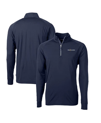 Cutter & Buck Men's Navy The Players Adapt Eco Knit Stretch Quarter-Zip Pullover Top