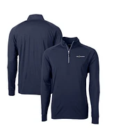 Cutter Buck Men's Navy The Players Adapt Eco Knit Stretch Quarter-Zip Pullover Top