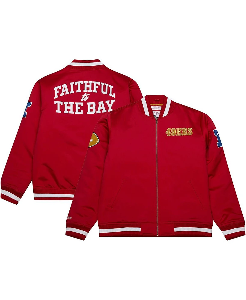 Mitchell & Ness Men's Scarlet San Francisco 49ers Heavyweight Satin Full-Zip Jacket