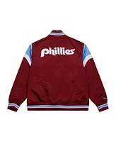 Mitchell & Ness Men's Burgundy Philadelphia Phillies Heavyweight Button Front Satin Full-Snap Jacket