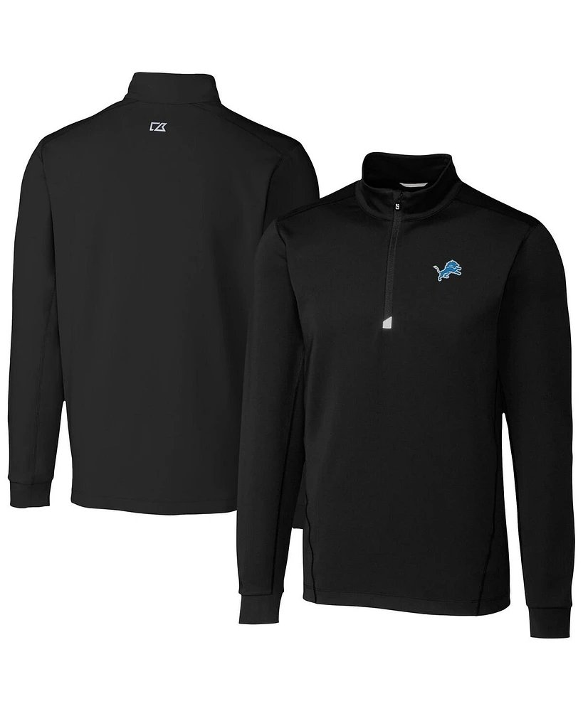 Cutter Buck Men's Black Detroit Lions Traverse Stretch Quarter-Zip Top