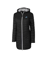 Cutter & Buck Women's Black Detroit Lions Rainier Primaloft Hooded Long Lightweight Coat