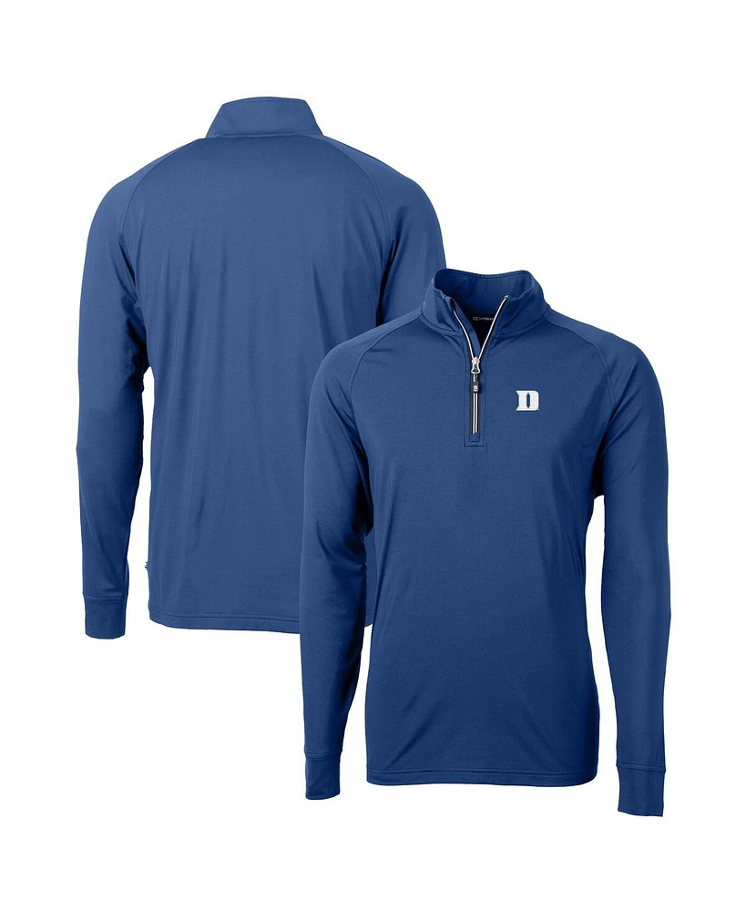 Cutter & Buck Men's Royal Duke Blue Devils Adapt Knit Stretch Raglan DryTec Quarter-Zip Top