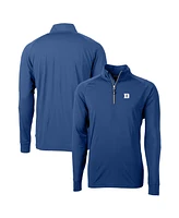 Cutter & Buck Men's Royal Duke Blue Devils Adapt Knit Stretch Raglan DryTec Quarter-Zip Top