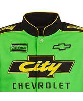 Jh Design Men's Black/Green Nascar City Chevrolet Legend Full-Snap Twill Uniform Jacket