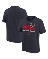 Nike Big Boys and Girls Navy Houston Texans 2024 Afc South Division Champions Locker Room Trophy Collection T-Shirt