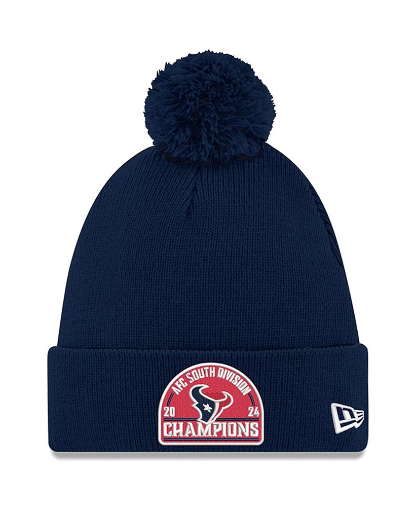 New Era Men's Navy Houston Texans 2024 Afc South Division Champions Cuffed Knit Hat with Pom