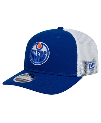 New Era Men's Royal/White Edmonton Oilers Core Trucker 9SEVENTY Stretch-Snap Hat